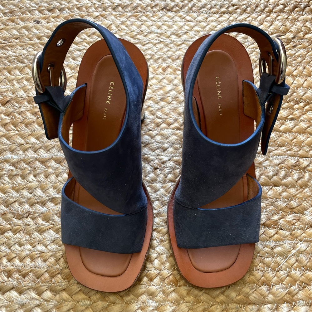 Celine Suede Heels with Silver Heel